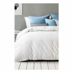 Gainsborough Harper Cotton Waffle Quilt Cover Set Queen Bed White Queen