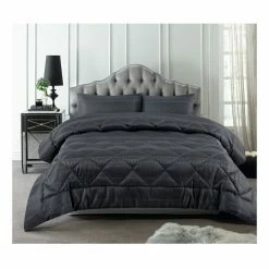 Accessorize Waffle 3 Piece Jacquard Comforter Set Queen Bed Slate Queen