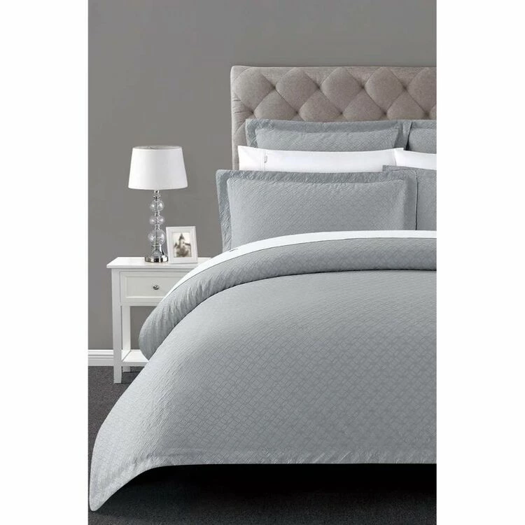 Elysian Dorchester Jacquard Quilt Cover Set Silver Queen 3 Elysian Dorchester Jacquard Quilt Cover Set Silver Queen