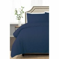 Jane Lamerton Home Jane Lamerton Vienna Cotton Waffle Quilt Cover Set King Bed Navy King