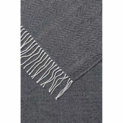 Soren Boston 130x170cm Herringbone Throw Black