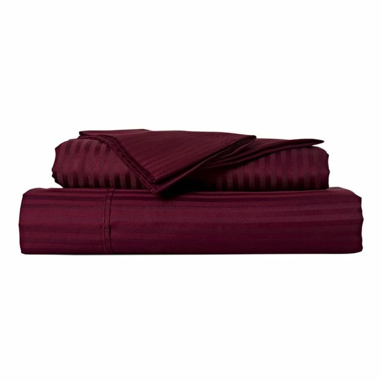 Phase 2 1200 Thread Count Jacquard Stripe Cotton Rich Sheet Set Queen Bed Burgundy Queen 4 Phase 2 1200 Thread Count Jacquard Stripe Cotton Rich Sheet Set Queen Bed Burgundy Queen - Image 2
