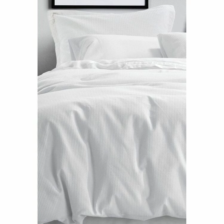 Gainsborough Capri Waffle Quilt Cover Set King Bed White 4 Gainsborough Capri Waffle Quilt Cover Set King Bed White - Image 2