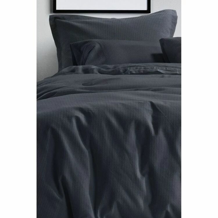 Gainsborough Capri Waffle Quilt Cover Set Super King Bed Charcoal 3 Gainsborough Capri Waffle Quilt Cover Set Super King Bed Charcoal