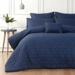 Phase 2 Kiara 6 Piece Comforter Set Queen/King Bed Dark Blue Queen