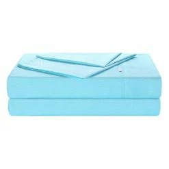 Soren Chevron Embossed Microfibre Sheet Set Double Bed Aqua Double
