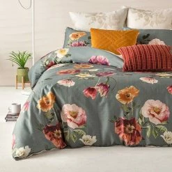 Kas Firenza 280 Thread Count Cotton Quilt Cover Set Queen Bed Multicoloured Queen