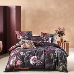 Linen House Fleur Cotton Quilt Cover Set King Bed Navy King