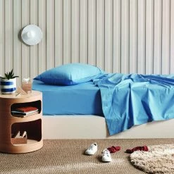 Linen House Kids Lollipop Cotton Sheet Set Double Bed Blue Sky Double