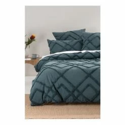 Linen House Wiluna Chenille Quilt Cover Set King Bed Slate King