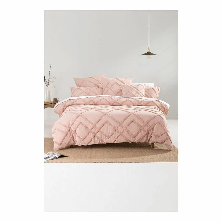 Linen House Wiluna Chenille Quilt Cover Set Super King Bed Pink Super King 4 Linen House Wiluna Chenille Quilt Cover Set Super King Bed Pink Super King - Image 2