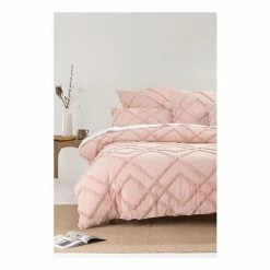 Linen House Wiluna Chenille Quilt Cover Set Super King Bed Pink Super King