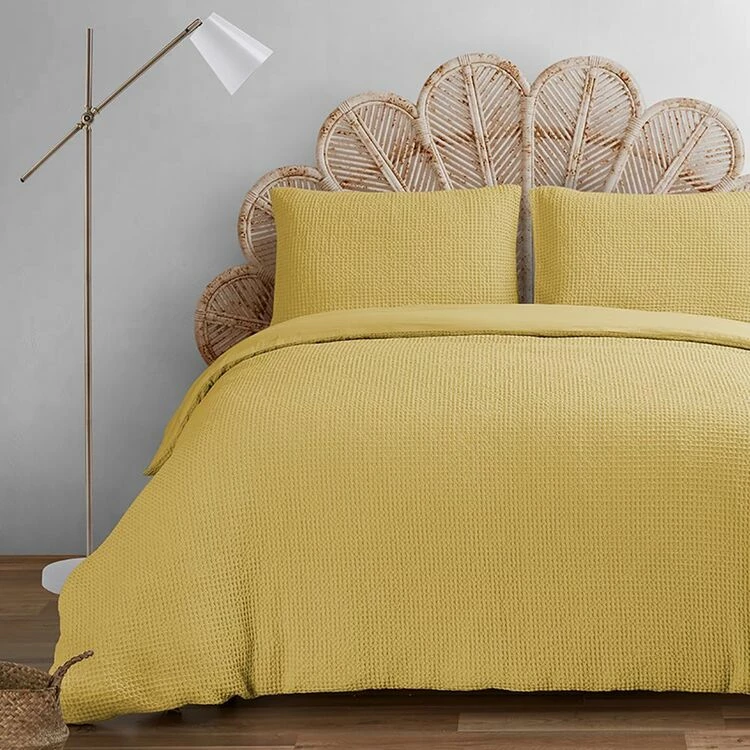 Chyka Home Celeste Cotton Linen Blend Waffle Quilt Cover Set King Bed King 3 Chyka Home Celeste Cotton Linen Blend Waffle Quilt Cover Set King Bed King
