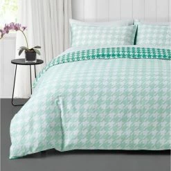Jayson Brunsdon Homewares Jayson Brunsdon Houndstooth 300 Thread Count Cotton Sateen Quilt Cover Set Super King Bed Super King