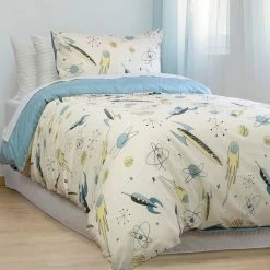 Jelly Bean Kids Rocket Boy Polycotton Quilt Cover Set Double Bed Double