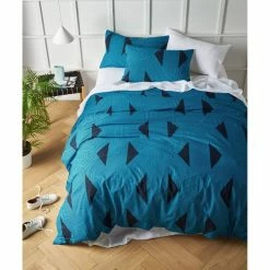 Accessorize Aster Print Cotton Quilt Cover Set King Bed Blue King