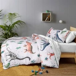 Happy Kids Dino Land Glow In The Dark Quilt Cover Set Single Bed Multicoloured Single