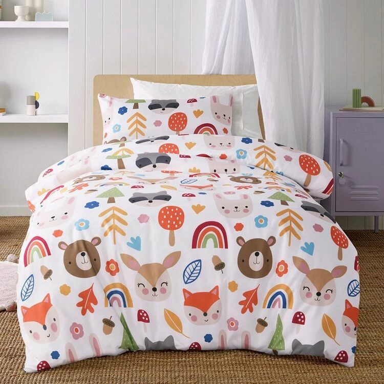 Happy Kids Rainbow Forest Glow In The Dark Quilt Cover Set Double Bed Multicoloured Double 3 Happy Kids Rainbow Forest Glow In The Dark Quilt Cover Set Double Bed Multicoloured Double
