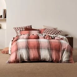 Linen House Carricklea Quilt Cover Set Super King Bed Brandy Super King