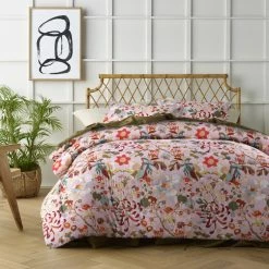 Big Sleep Florent Printed Microfibre Comforter Set Queen Bed Pink Queen