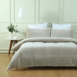 Phase 2 Cheltenham Flannel Fleece Quilt Cover Set Single Bed Cashew Single