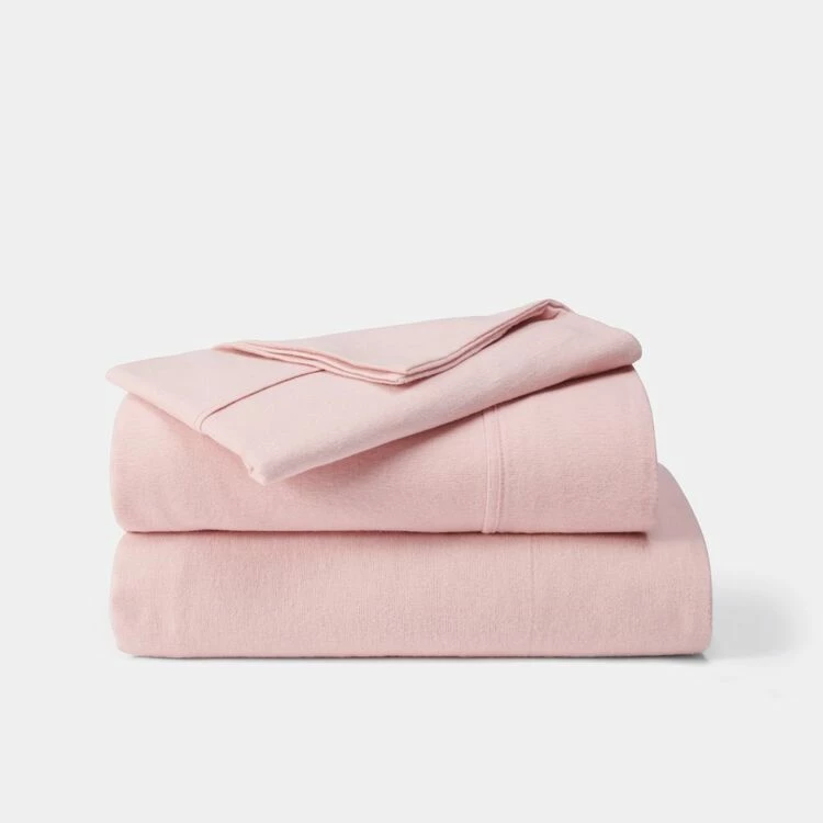 Soren Plain Dyed Flannelette Sheet Set King Single Bed Blush King Single 4 Soren Plain Dyed Flannelette Sheet Set King Single Bed Blush King Single - Image 2