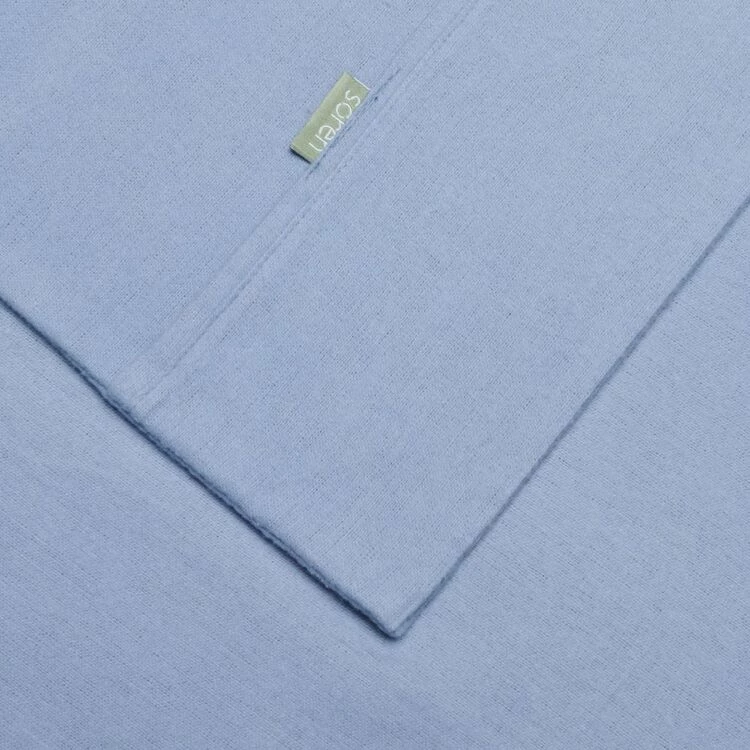 Soren Plain Dyed Flannelette Sheet Set Double Bed Blue Double 3 Soren Plain Dyed Flannelette Sheet Set Double Bed Blue Double