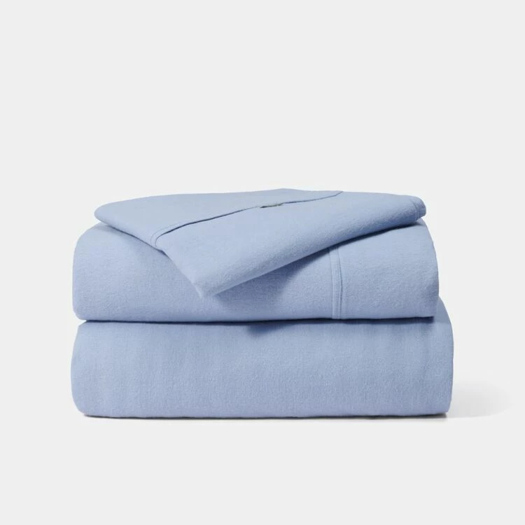 Soren Plain Dyed Flannelette Sheet Set Double Bed Blue Double 4 Soren Plain Dyed Flannelette Sheet Set Double Bed Blue Double - Image 2