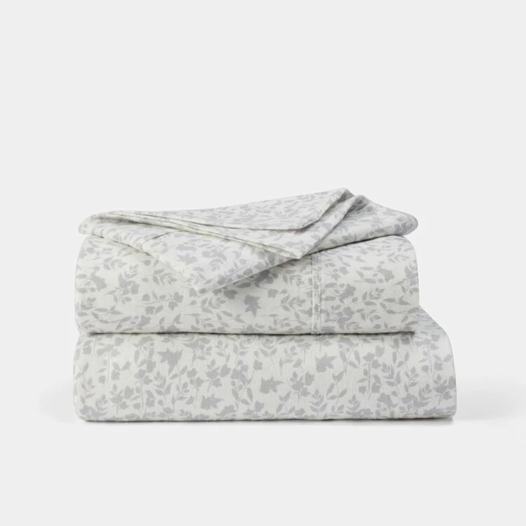 Soren Eden Print Flannelette Sheet Set Double Bed Silver Double 4 Soren Eden Print Flannelette Sheet Set Double Bed Silver Double - Image 2