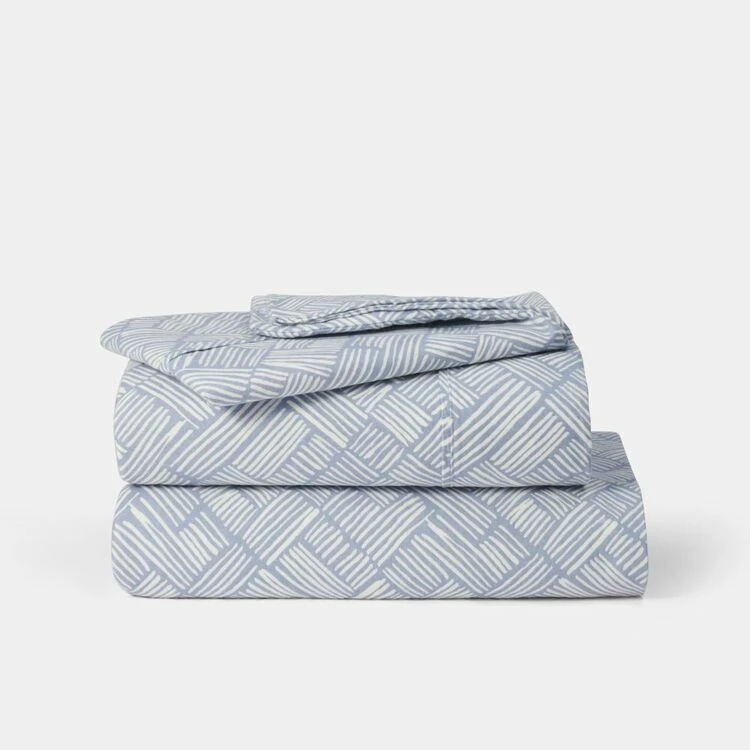 Soren Finley Print Flannelette Sheet Set Queen Bed Blue Queen 4 Soren Finley Print Flannelette Sheet Set Queen Bed Blue Queen - Image 2