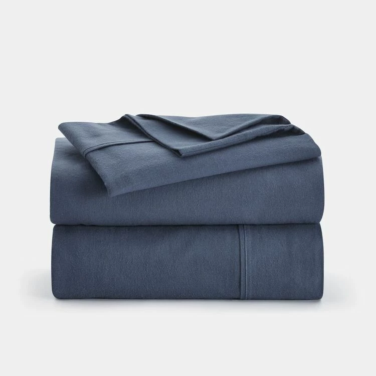 Elysian Plain Dyed Flannelette Sheet Set King Bed Blue King 4 Elysian Plain Dyed Flannelette Sheet Set King Bed Blue King - Image 2