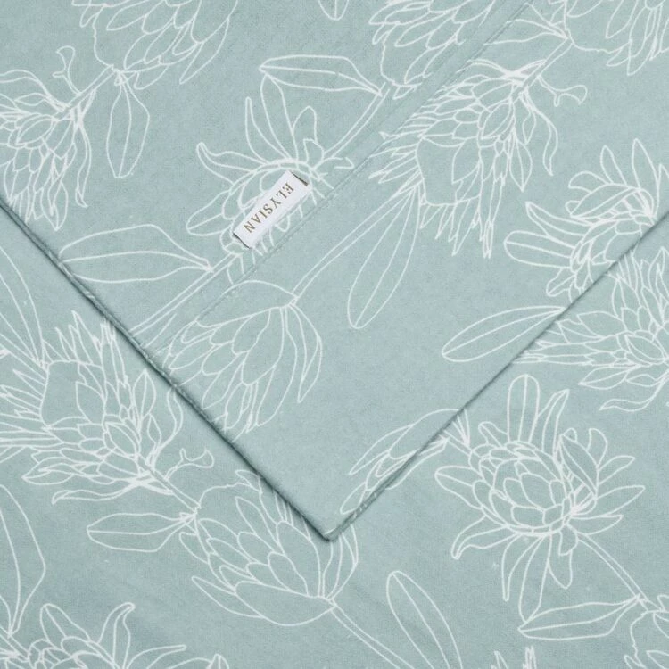Elysian Neva Print Flannelette Sheet Set Double Bed Green Double 3 Elysian Neva Print Flannelette Sheet Set Double Bed Green Double