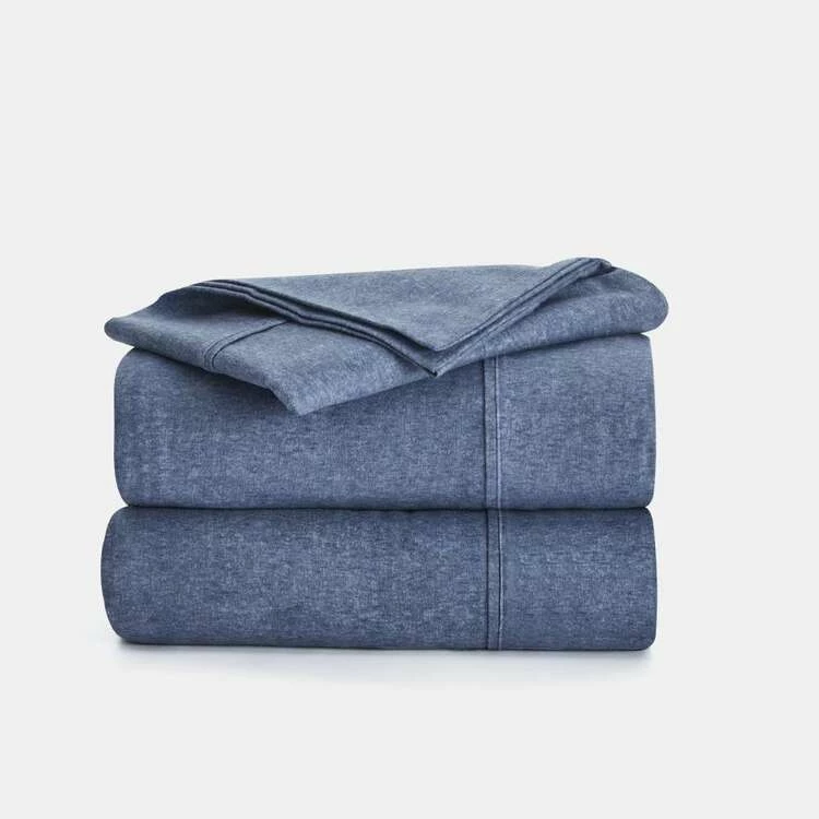 Shaynna Blaze Marle Print Flannelette Sheet Set Queen Bed Blue 4 Shaynna Blaze Marle Print Flannelette Sheet Set Queen Bed Blue - Image 2