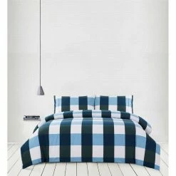 Shaynna Blaze Check Print Flannelette Quilt Cover Set Super King Bed Forest Super King