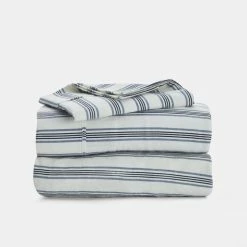 Jane Lamerton Home Stripe Print Flannelette Sheet Set Double Bed Blue Double -Bed Linen Sales Store 628068 C 0400 00