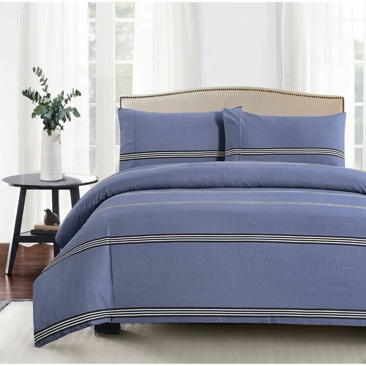 Jane Lamerton Home Stripe Print Flannelette Quilt Cover Set Super King Bed Blue Super King 3 Jane Lamerton Home Stripe Print Flannelette Quilt Cover Set Super King Bed Blue Super King