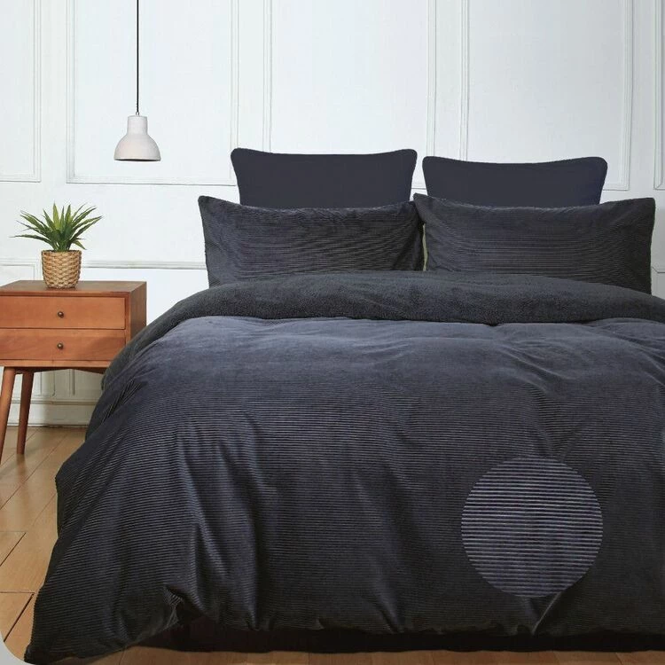 Phase 2 Bolivar Cordoroy/Sherpa Quilt Cover Set King Bed Charcoal King 3 Phase 2 Bolivar Cordoroy/Sherpa Quilt Cover Set King Bed Charcoal King