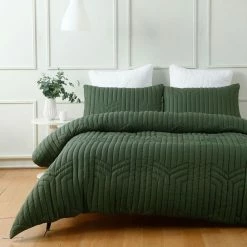 Phase 2 Birkenhead Quilted Quilt Cover Set Queen Bed Moss Queen