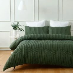 Phase 2 Birkenhead Quilted Quilt Cover Set King Bed Moss King