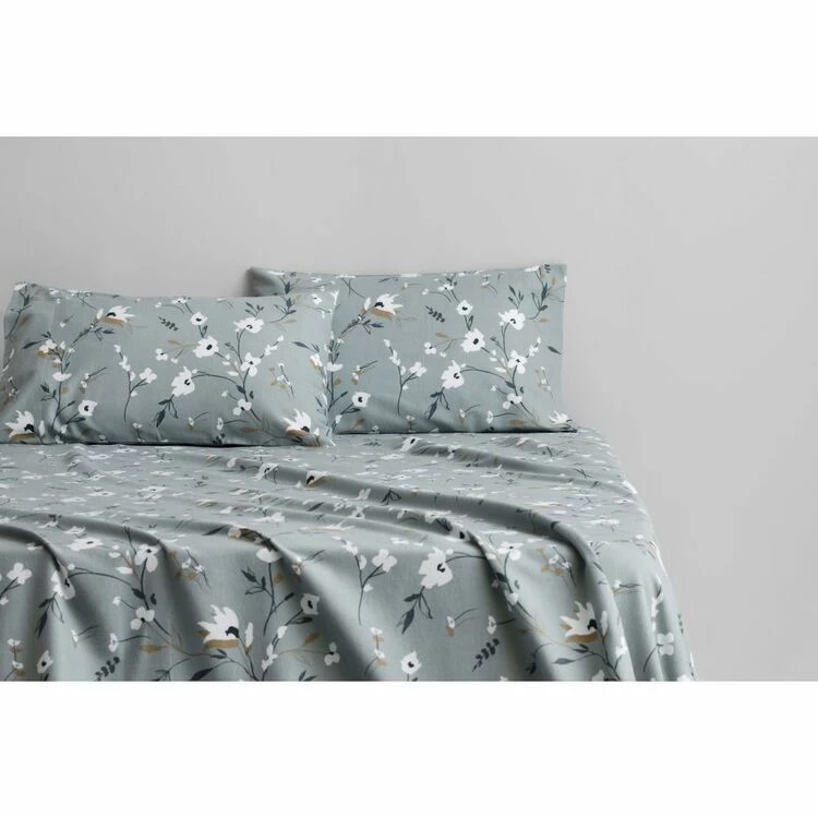 Sheridan Cyrah Printed Flannelette Sheet Set King Bed Sky King 3 Sheridan Cyrah Printed Flannelette Sheet Set King Bed Sky King