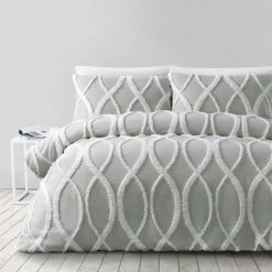 Soren Querci Jacquard Quilt Cover Set Single Bed Mint Single