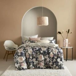 KAS Giselle 280 Thread Count Quilt Cover Set King Bed Charcoal King