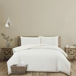 Ardor Alistair Seersucker Quilt Cover Set King Bed White King