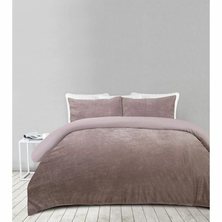Shaynna Blaze Adelaide Velour Quilt Cover Set Queen Bed Dust Mauve Queen 3 Shaynna Blaze Adelaide Velour Quilt Cover Set Queen Bed Dust Mauve Queen