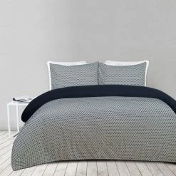 Shaynna Blaze Elwood Jacquard Quilt Cover Set Super King Bed Blue Super King