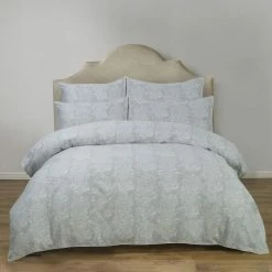 Chyka Home Cherie Textured Cotton Quilt Cover Set Queen Bed Silver Queen