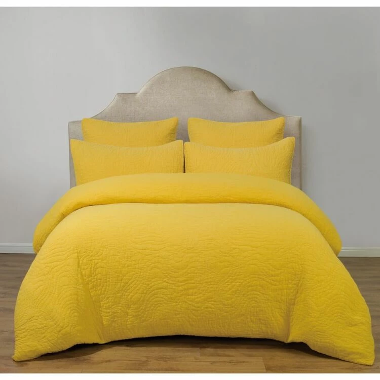 Chyka Home Mellow Emboidered Cotton Quilt Cover Set Super King Bed Yellow 3 Chyka Home Mellow Emboidered Cotton Quilt Cover Set Super King Bed Yellow