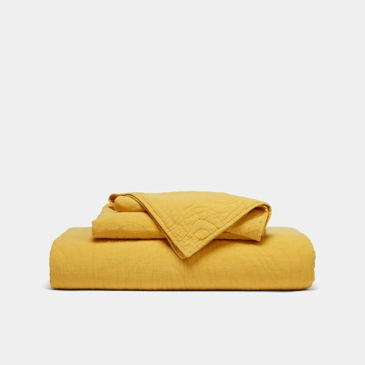 Chyka Home Mellow Emboidered Cotton Quilt Cover Set Super King Bed Yellow 5 Chyka Home Mellow Emboidered Cotton Quilt Cover Set Super King Bed Yellow - Image 3