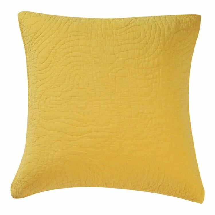 Chyka Home Mellow Embroidered Cotton European Pillowcase Pair Yellow European 3 Chyka Home Mellow Embroidered Cotton European Pillowcase Pair Yellow European