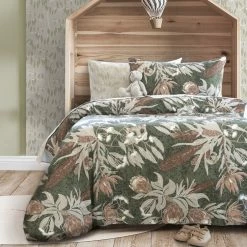 Jelly Bean Kids Bush Baby Quilt Cover Set Double Bed Olive Double